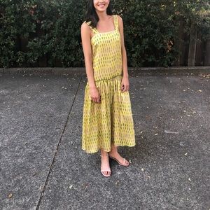 Yellow and green drop waist TopShop dress size 6